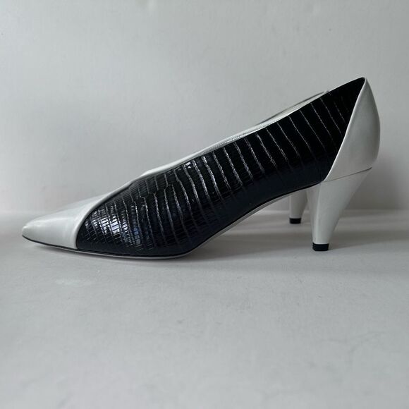 Givenchy Mod Black & White Lambskin & Exotic Pointed Toe Heels 38.5 EU 8 US - Picture 6 of 16